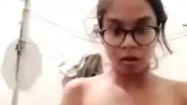Indian cute girl in glasses showing nude body
