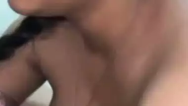 Hot boobs show by girlfriend during deep throat blowjob