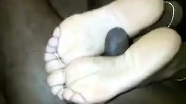 Indian wife Aradhana giving her husband a feet...
