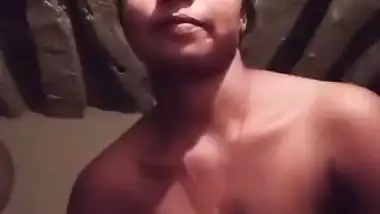 Village girl stripping and playing with bouncing boobs
