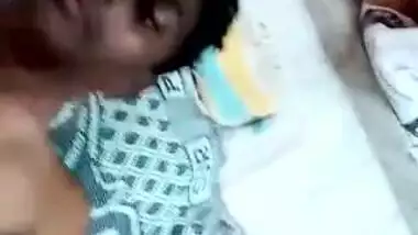 Amateur video of the Indian man kissing wife's tits before sex