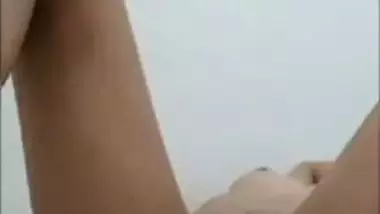 Horny girlfriend spreading legs and pussy show to lover