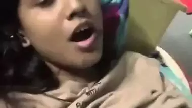 Moaning GF video call to boyfriend to show fingering